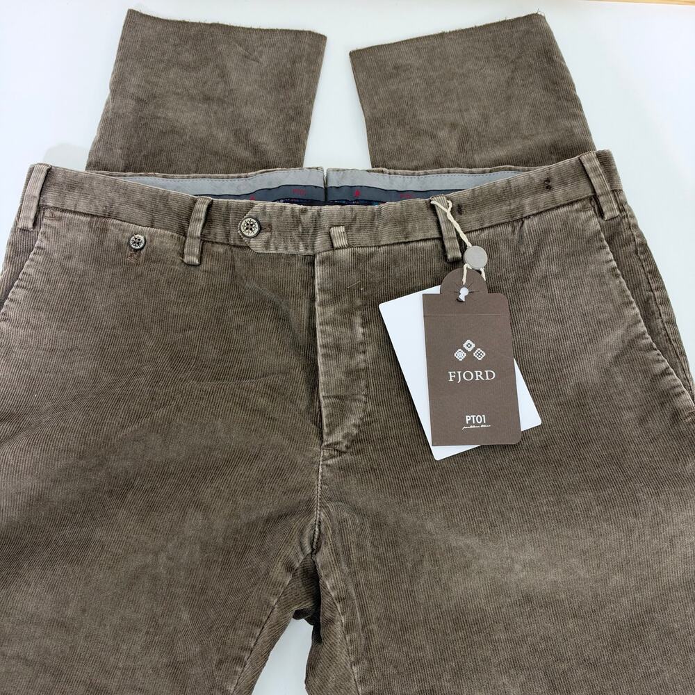 NWT PT01 Fjord Evo Fit Corduroy Pants Men's EU 52/Waist 36 Brown Preppy Neutral